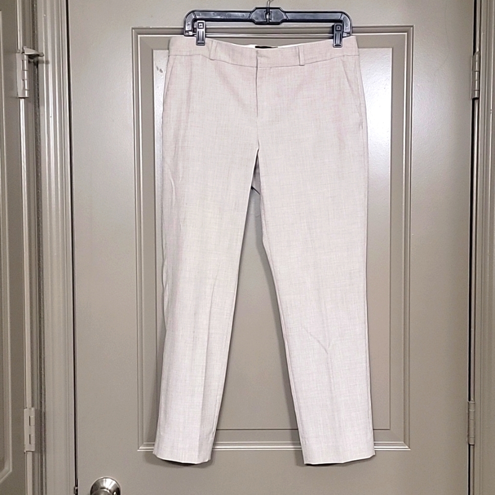 Banana slacks, khaki plaid/textured print